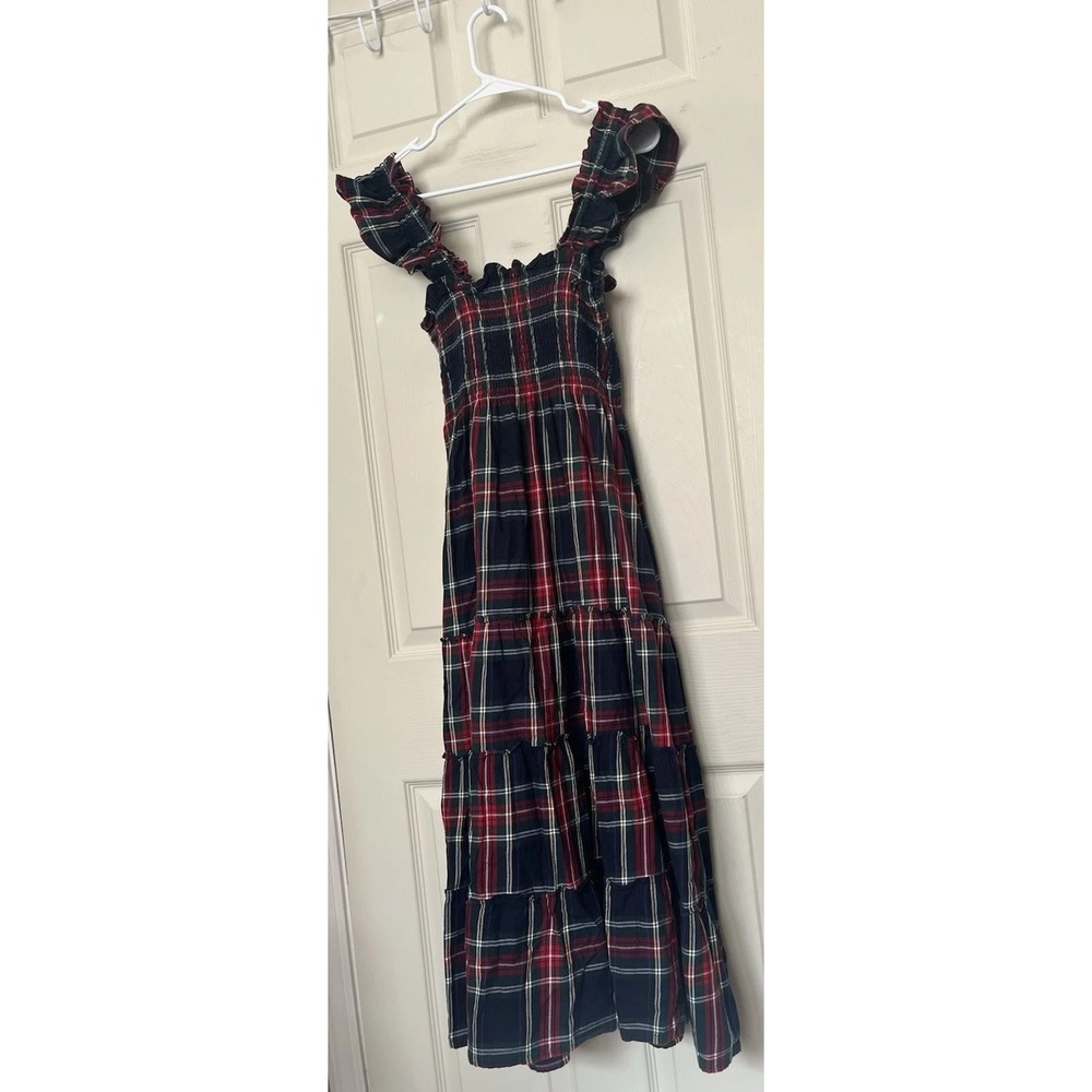 Hill House Home Ellie Nap Dress Tartan Plaid Smocked Navy Women's XS Coastal - Picture 9 of 12